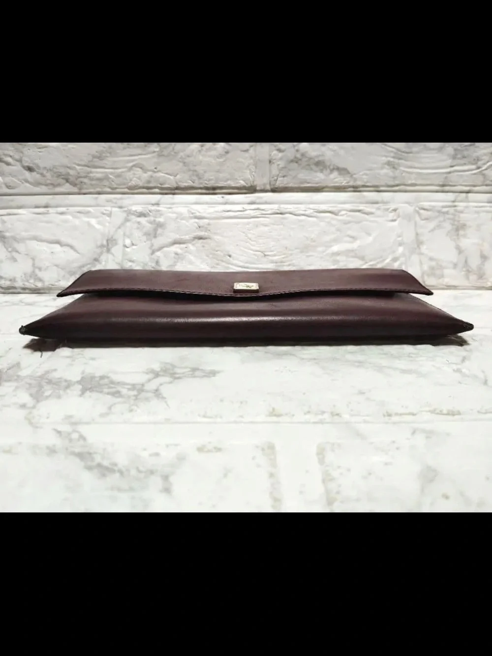 Dior Burgundy Leather Envelope wallet with Gold Logo Plaque